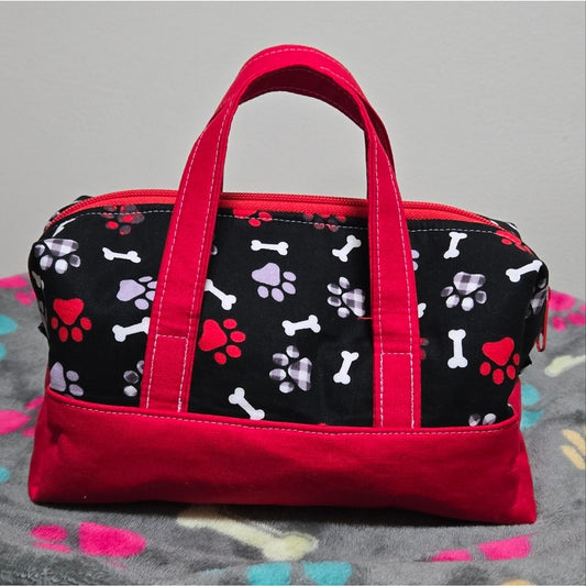 Red and Black Dog Themed Mini Duffle Bag