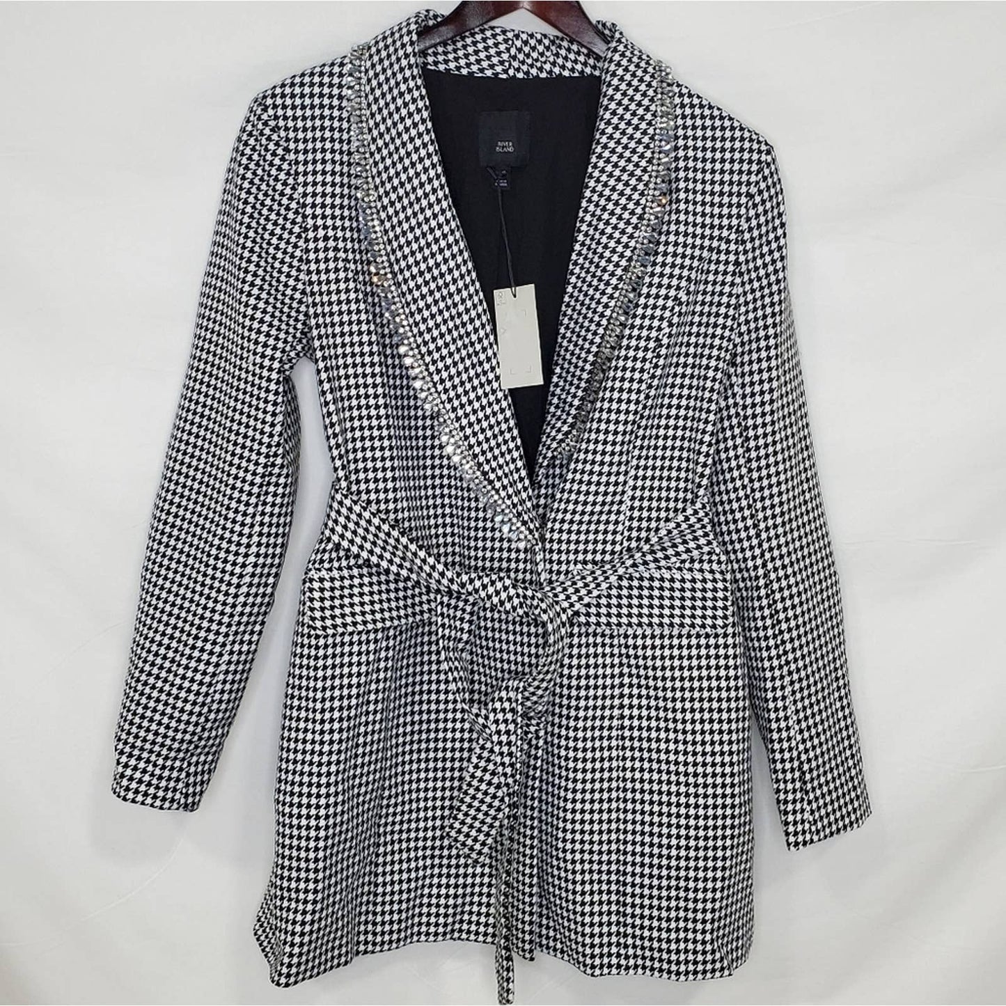 River Island Houndstooth Belted Women's Coat